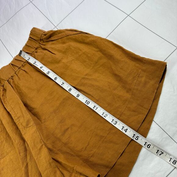Everlane Shorts Womens Medium Orange Brown Linen Boxer Relaxed Pull On Travel - Picture 13 of 14